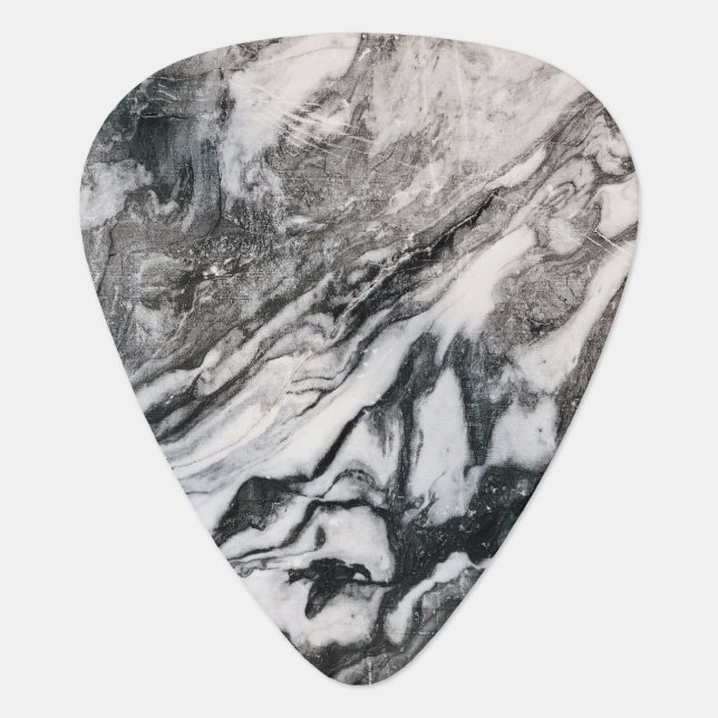 Black and White Marble Pattern Guitar Pick (Front)
