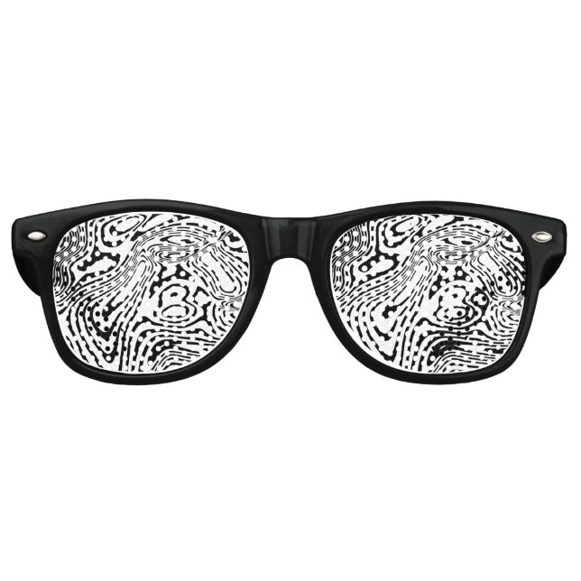 Black and White Marble Pattern Retro Sunglasses (Front)