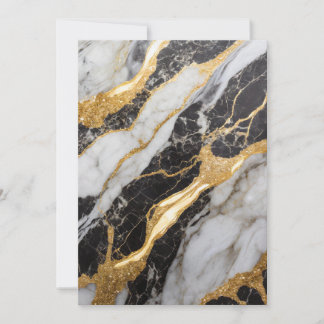 Black and White Marble Pattern with Gold Invitation