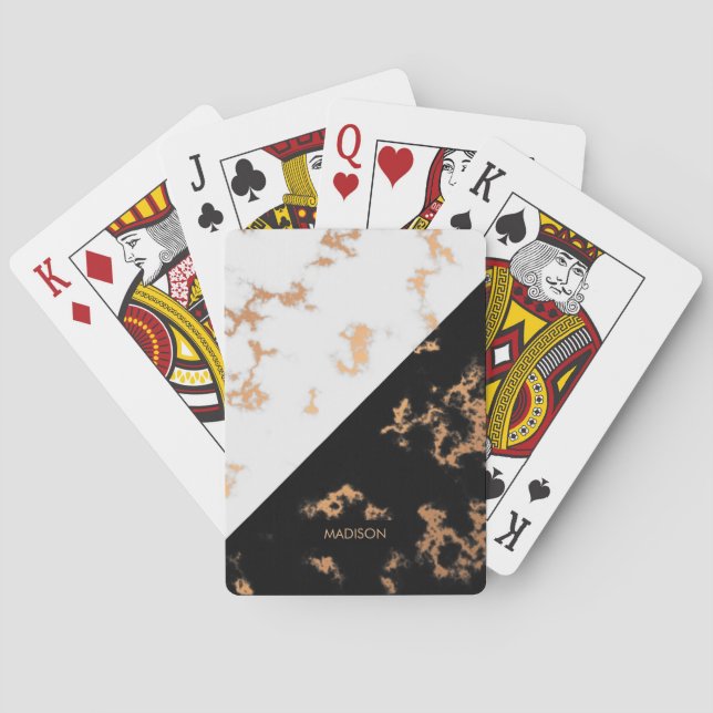 Black and White Marble Poker Cards (Back)