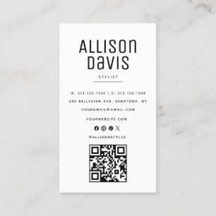 Black and White Marble QR Code Business Card