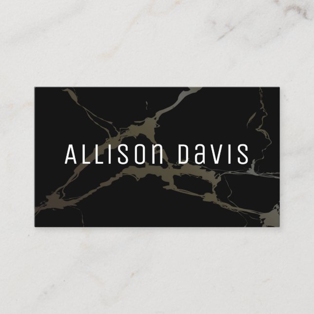 Black and White Marble QR Code  Business Card (Front)