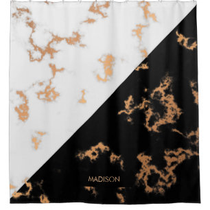 Black and White Marble Shower Curtain