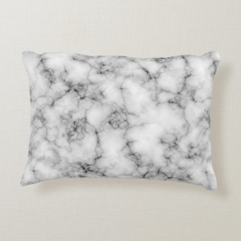 Black And White Marble Stone Accent Pillow by bestgiftideas at Zazzle