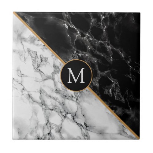 Black and White Marble Stone Customizable Ceramic Tile