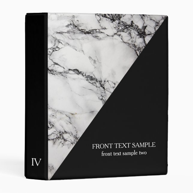 Black And White Marble Stone Mini Binder (Front/Spine)