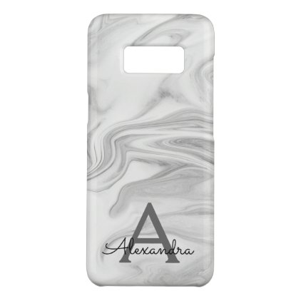 Black and White Marble Stone Monogram Case-Mate Samsung Galaxy S8 Case