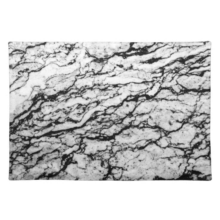 Black and White Marble Stone Pattern Placemat Zazzle