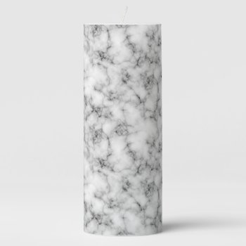 Black And White Marble Stone Pillar Candle by bestgiftideas at Zazzle