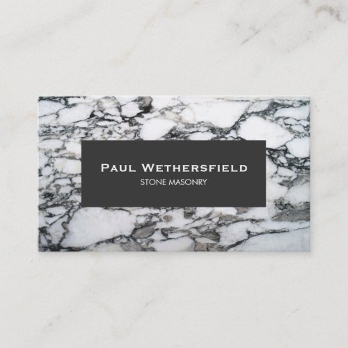 Black and White Marble Stonemason Architect Business Card