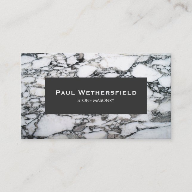 Black and White Marble Stonemason Architect Business Card (Front)