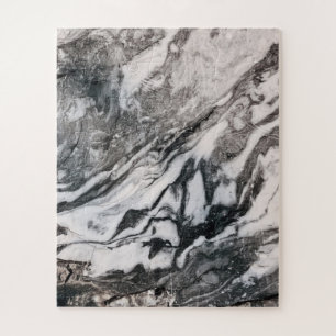 Black and White Marble Texture Pattern Jigsaw Puzzle