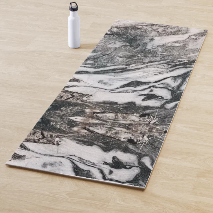 Black and White Marble Texture Pattern Yoga Mat Zazzle
