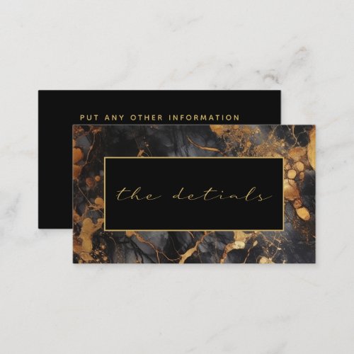 Black and white marble the details wedding enclosure card