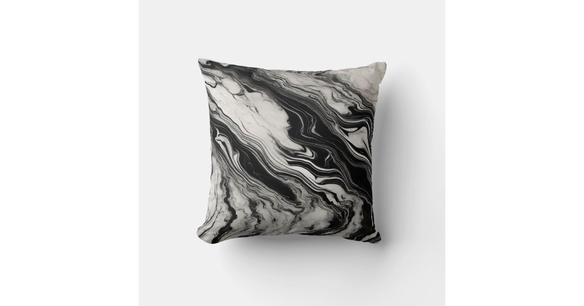 Black and white marble throw pillow Zazzle