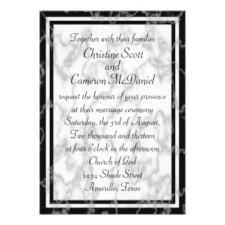 Black and White Marble Wedding Invitation