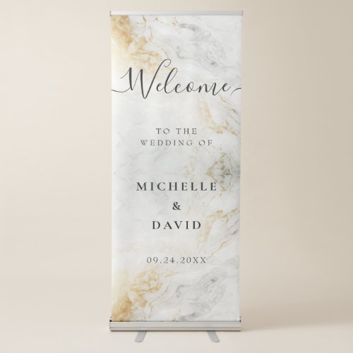Black And White Marble Wedding  Retractable Banner