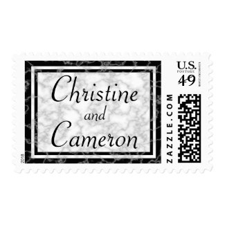 Black and White Marble Wedding Stamp