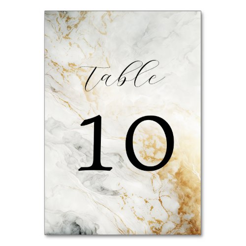 Black And White Marble Wedding Table Number