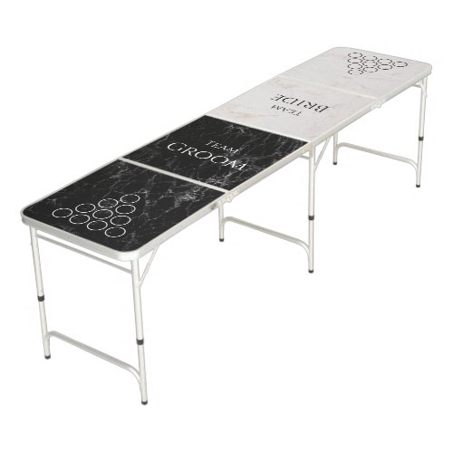 Black and White Marble Wedding Team Bride Groom  Beer Pong Table