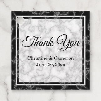 Black and White Marble Wedding Thank You Favor Tags