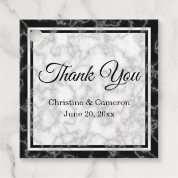 Black And White Marble Wedding Thank You Favor Tags by tjustleft at Zazzle