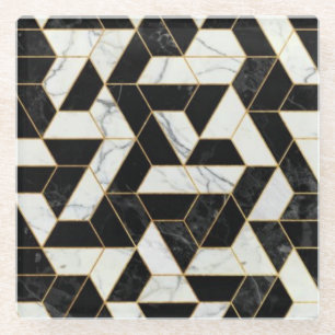 Black and White Marble with Gold Coaster
