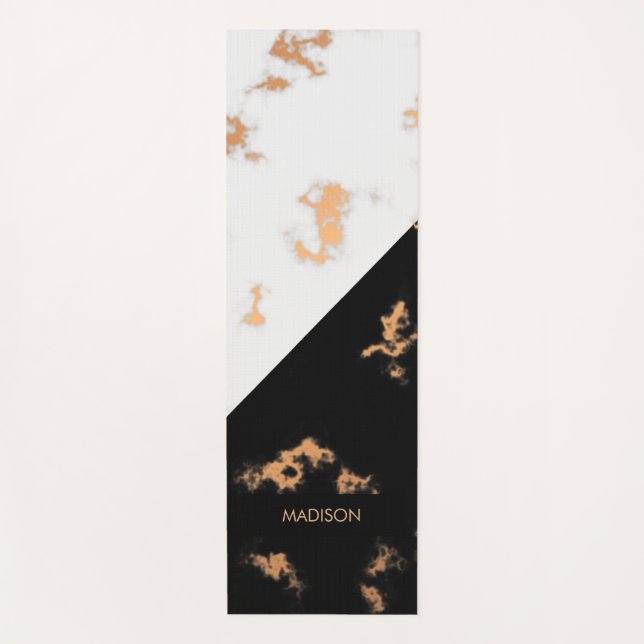 Black and White Marble Yoga Mat (Front)