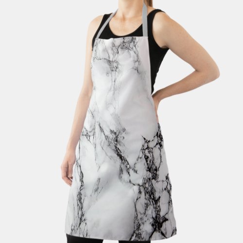 Black And White Marbled Apron