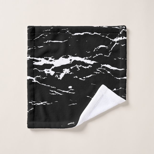 Black and White Marbled Effect Wash Cloth (Wash Cloth)