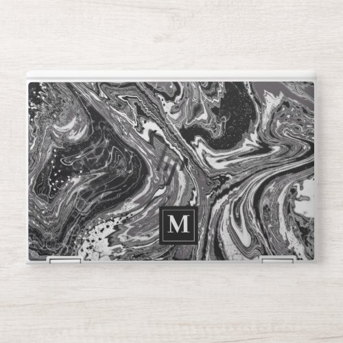 Black and white marbling design HP laptop skin