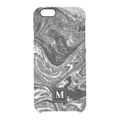 Black and white marbling design clear iPhone 66S case