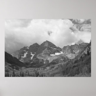 Black and White Maroon Bells Photo Poster