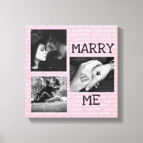 Black and White Marry Me Couples Photo Wall Art