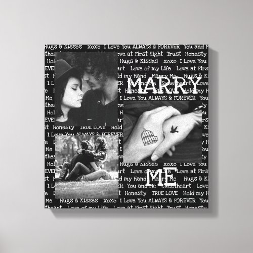 Black and White Marry Me Couples Photo Wall Art