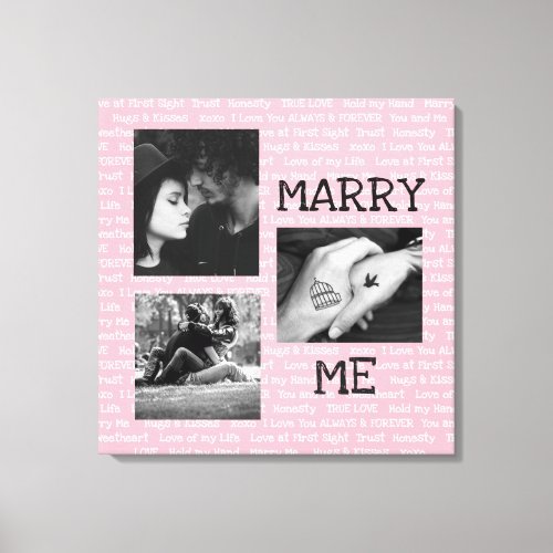 Black and White Marry Me Couples Photo Wall Art