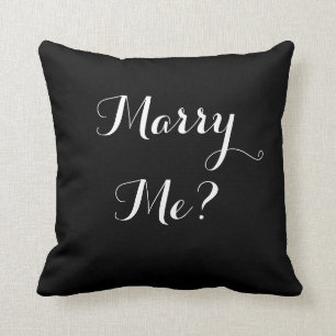 Black and White Marry Me Proposal Pillow Monograms