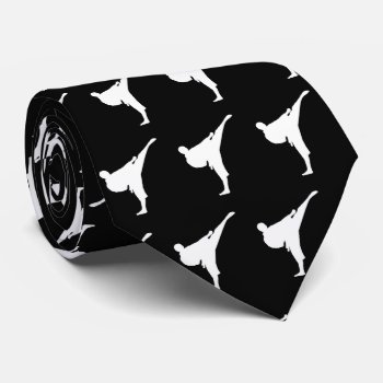 Black And White Martial Art Karate Kick Pattern Neck Tie by logotees at Zazzle