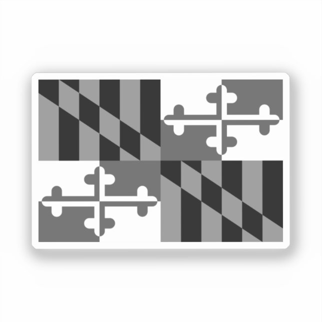 Black and White Maryland Flag Sticker (Front)