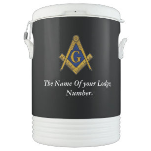 Black and White Masonic Freemason Compass Beverage Cooler