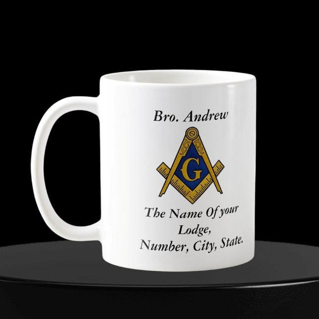 Black and White Masonic Freemason Compass Coffee Mug (Creator Uploaded)