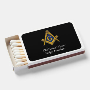 Black and White Masonic Freemason Compass Matchboxes