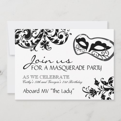 Black and White Masquerade Invitation