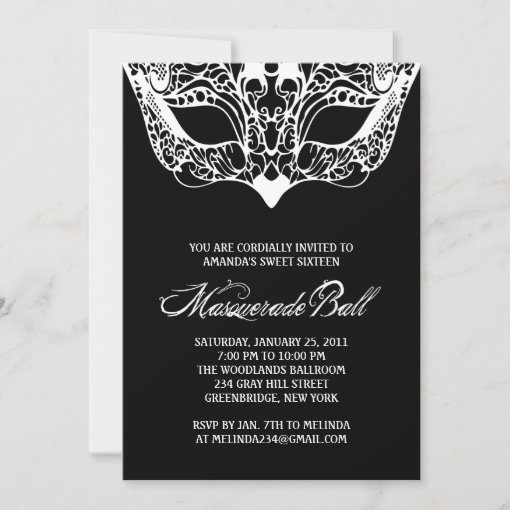 Black and White Masquerade Invitations | Zazzle