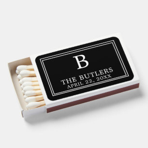 Black and White Matchbox Wedding Favor Matchboxes