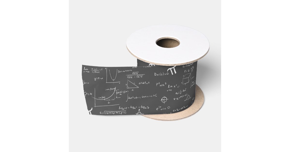 Math Design Ribbon Black and white math formulas and equations craft satin ribbon | Zazzle