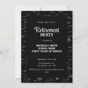 Black and White Math Teacher Retirement Party Invitation