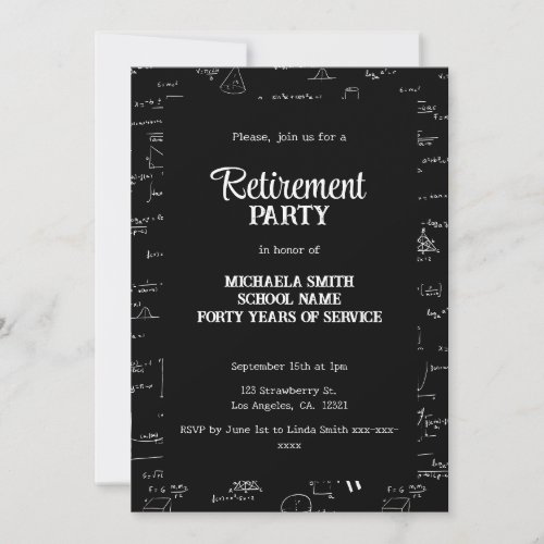 Black and White Math Teacher Retirement Party