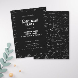Black and White Math Teacher Retirement Party Invitation