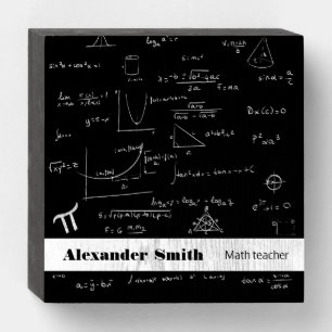 Black and White Math Teacher Wooden Box Sign
